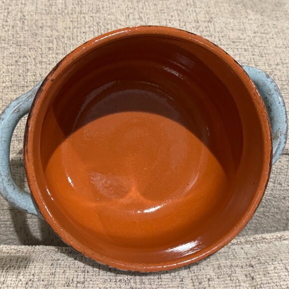 DE SILVA Double Handled Soup Bowl - Blue Terracotta Pottery Crocks 1970s Italy - Picture 16 of 16